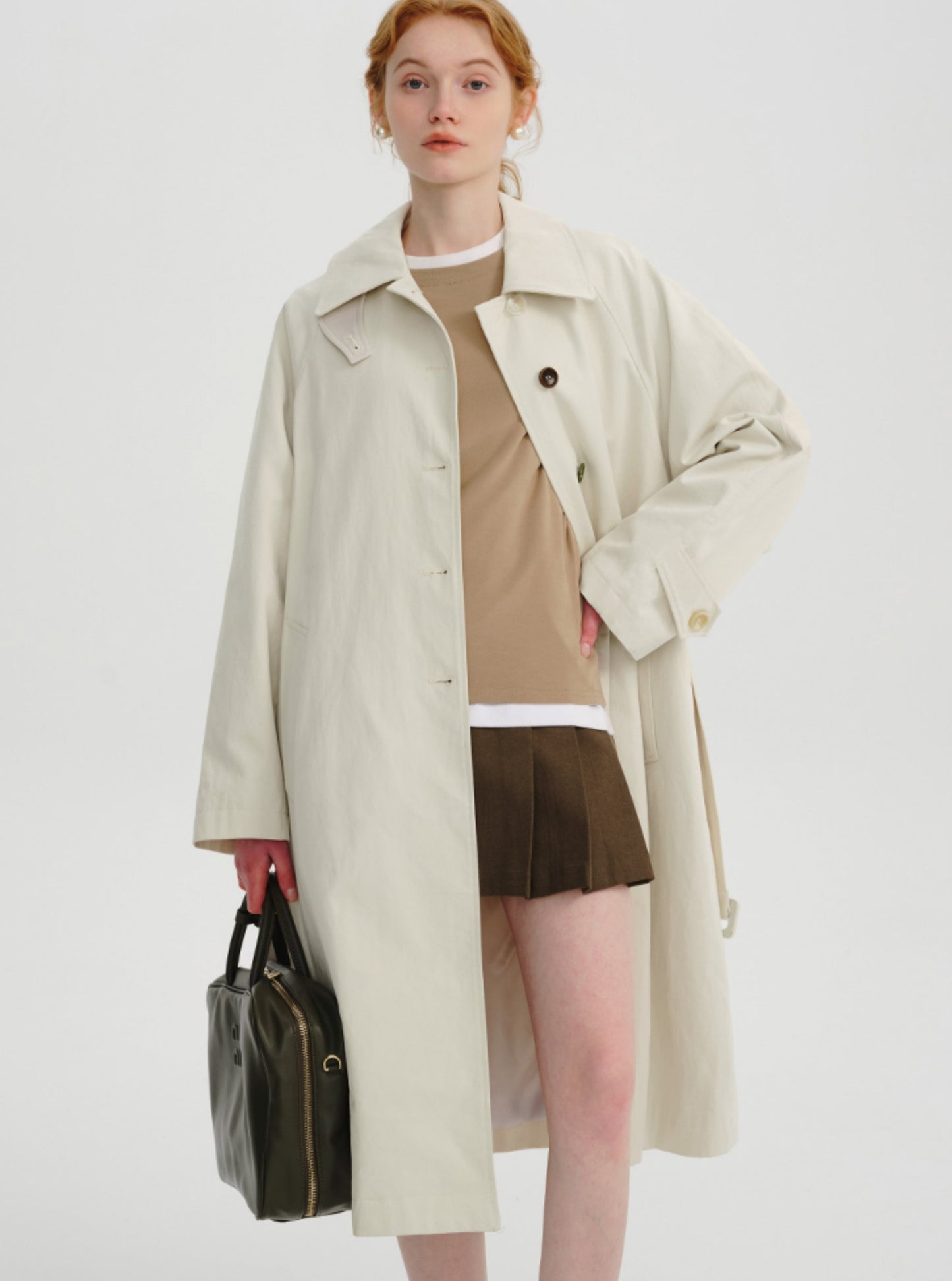 Mid-length trench thin temperament coat