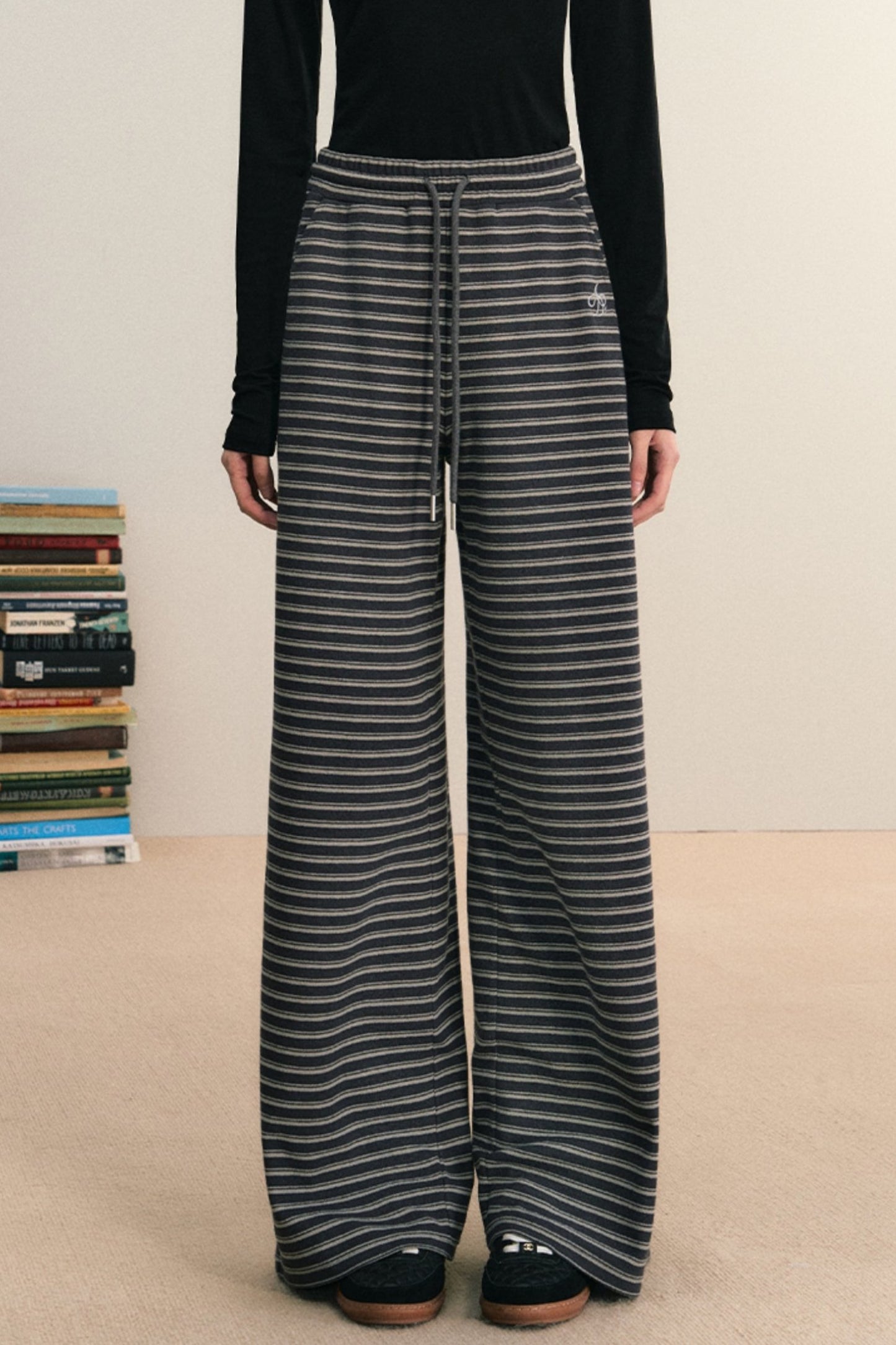 Striped Loose Drawstring Pants