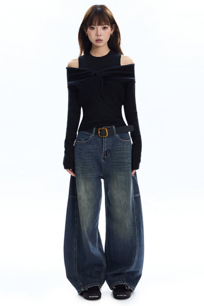 [New on September 19] APEA winter design twisted turtleneck halterneck knit two-piece top