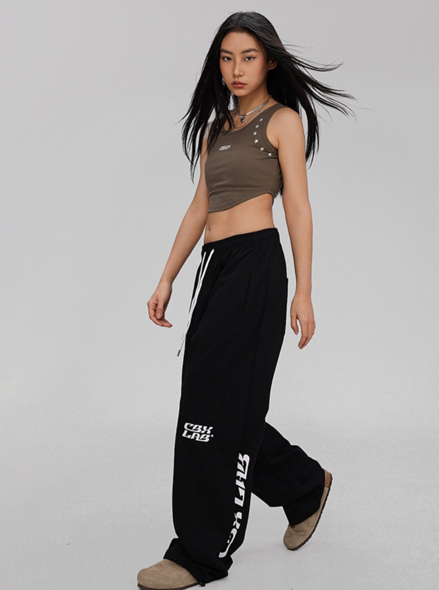 Hip-Hop Trendy Black Stitched Pants