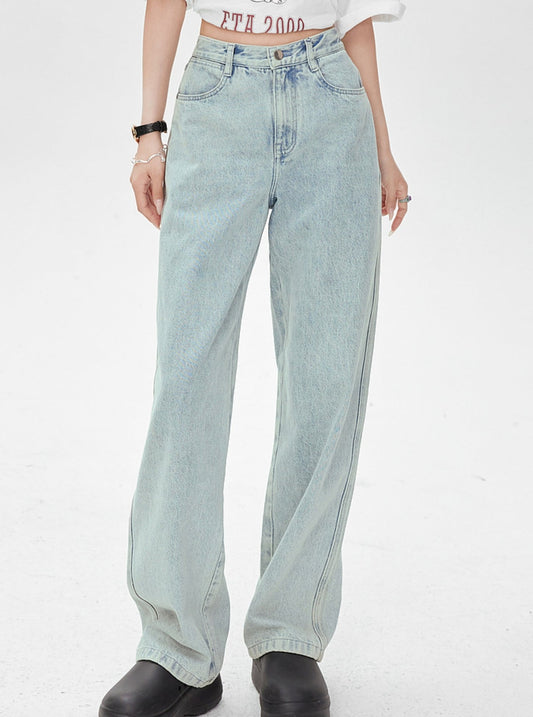 Light Color High Waist Straight Jeans