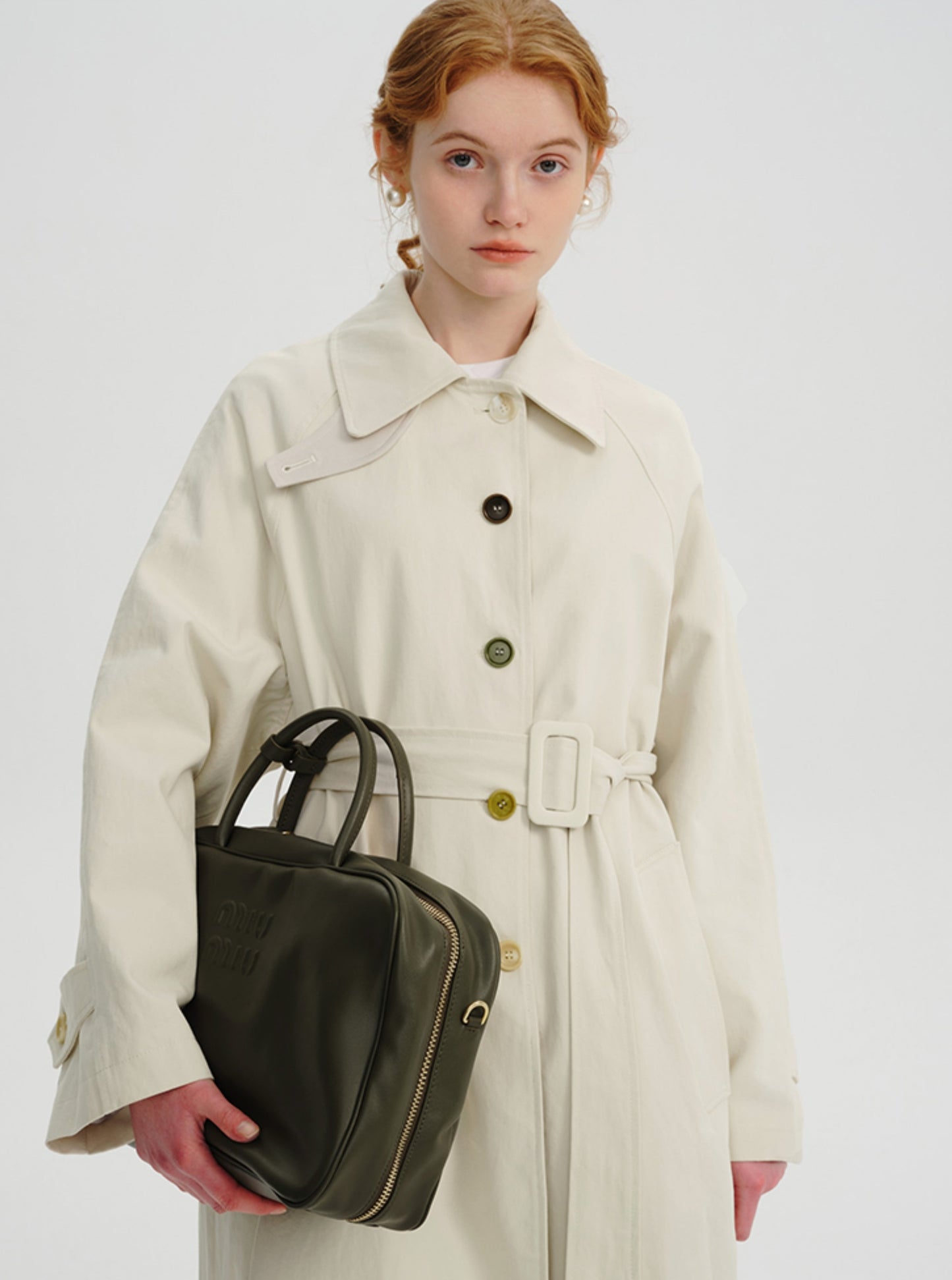 Mid-length trench thin temperament coat