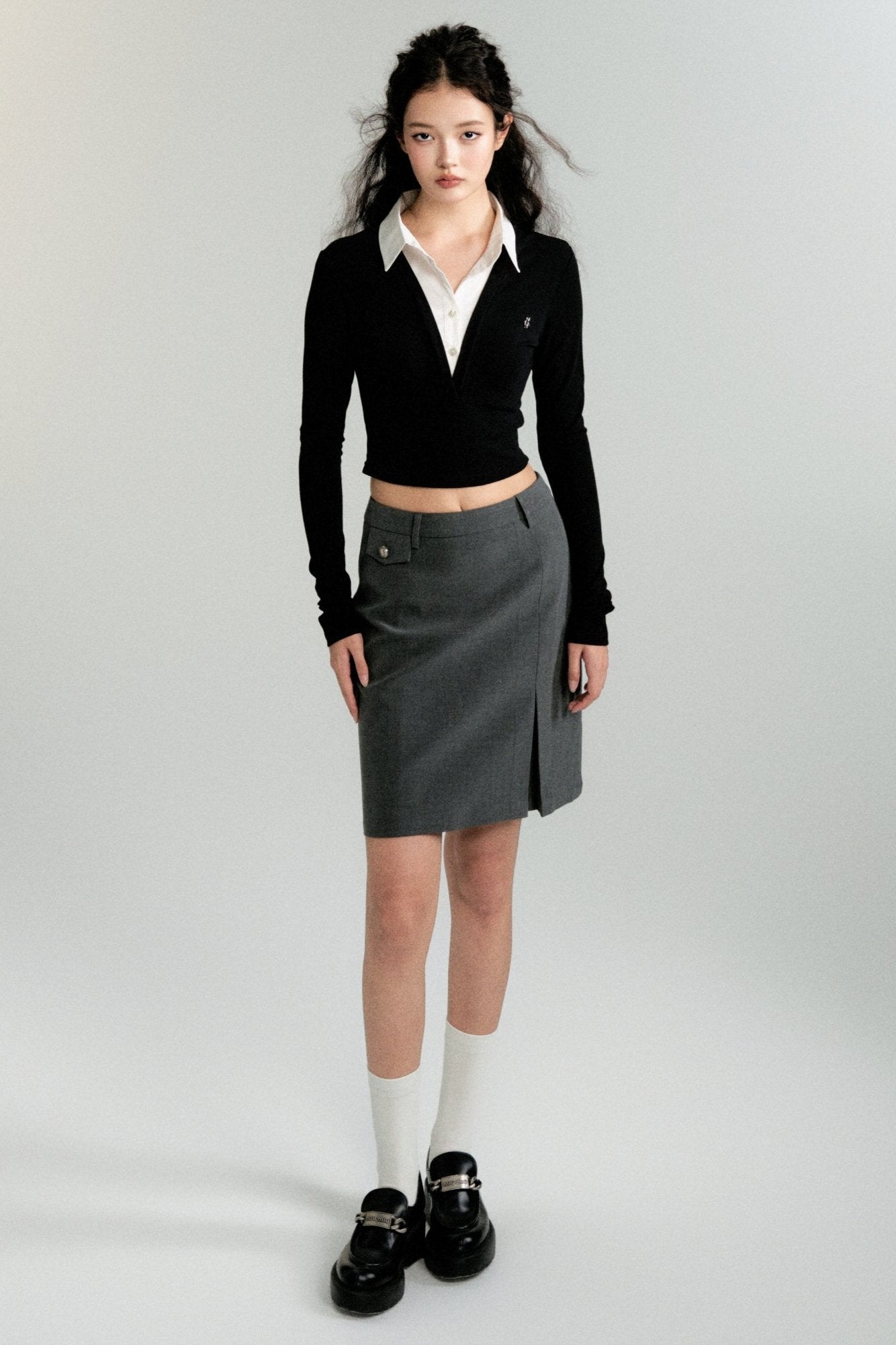 Office Faux Two-Piece Knit Top