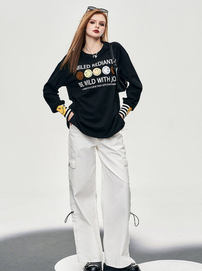 Smiley Face Long Sleeve Tee Top