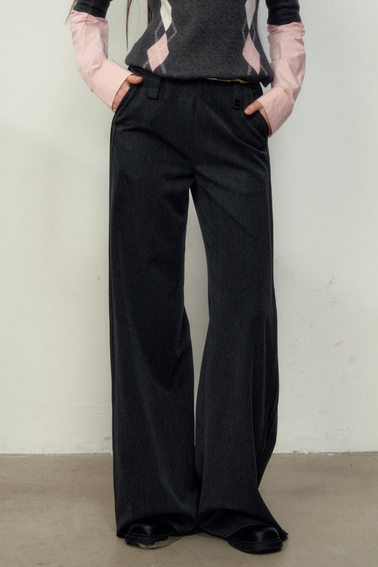 Dark Grey Versatile Straight Suit Pants