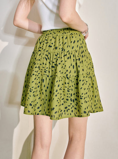Elasticated Waist Leopard Skirt