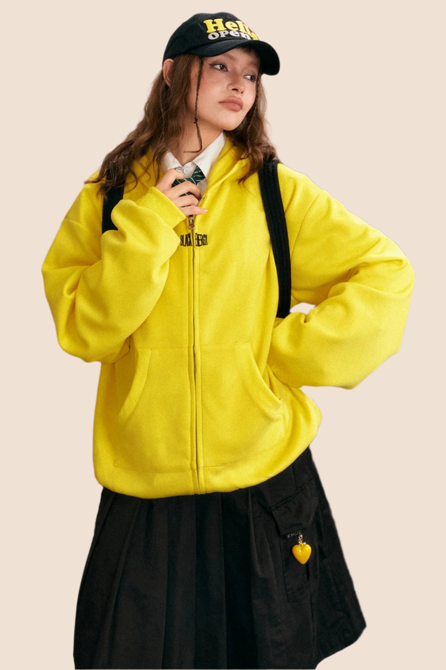 Dopamine Yellow Zipper Sweatshirt Jacket