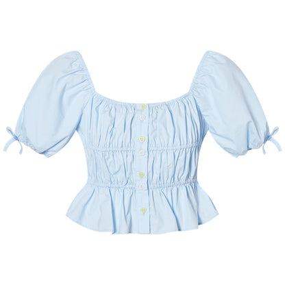 Ruffled Square-Collar Blouse