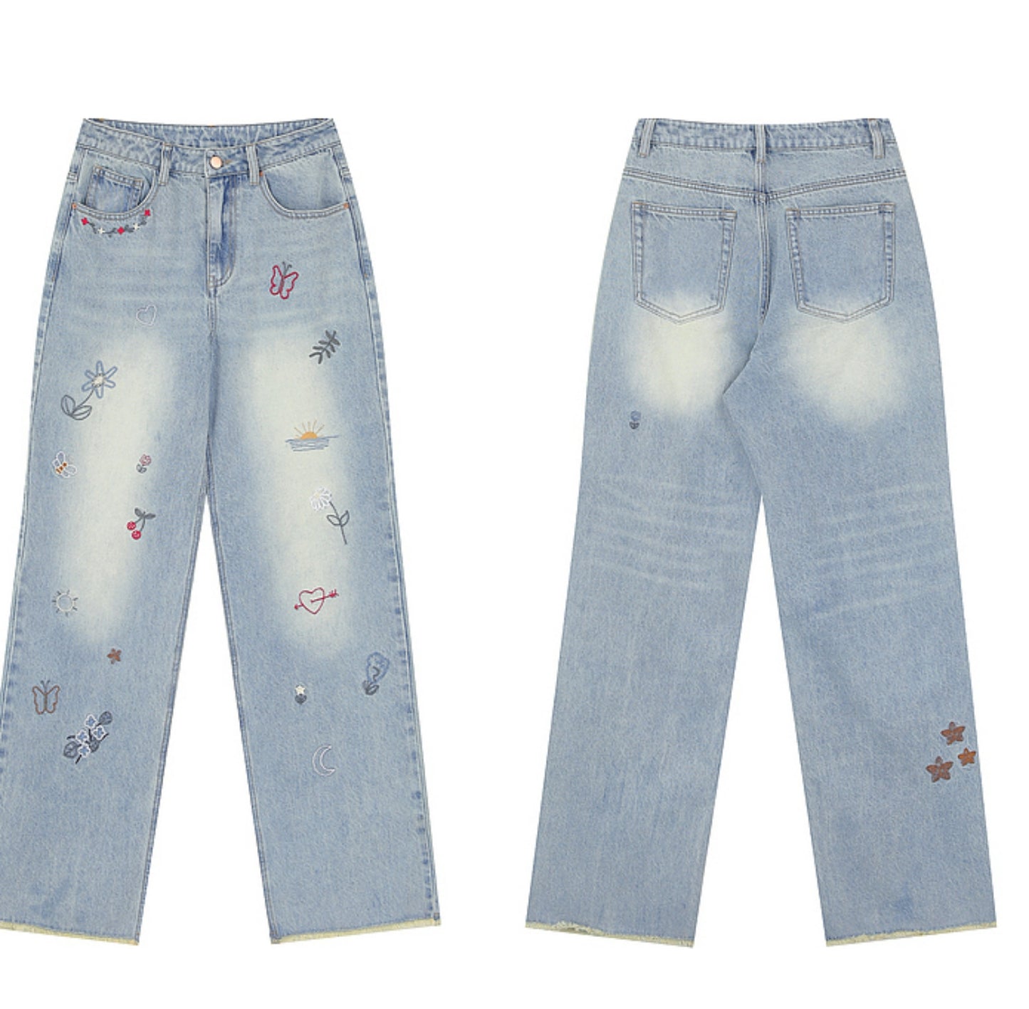 Pocket Light Farbe Hohe Taille Jeans