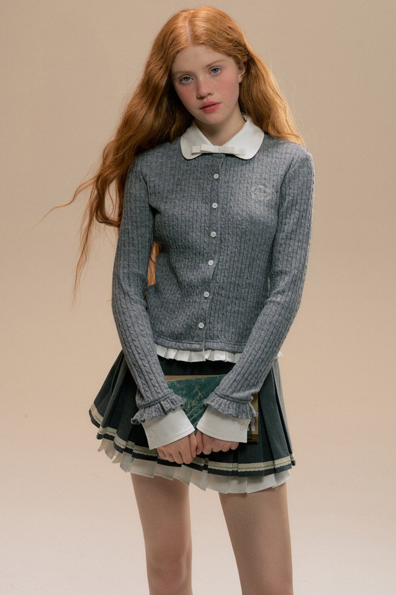 College Collar Long Sleeve Knit Top