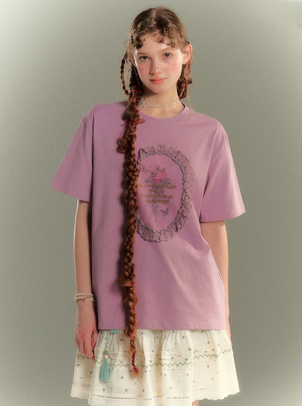 Loose Floral Print Crew Neck T-Shirt