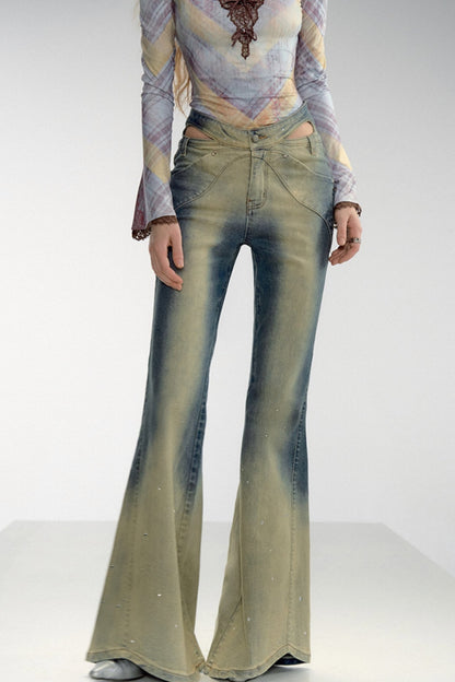 [OfAkiva "Dead Leaf Butterfly" Bone Heavy Wash Hot Diamond Jeans