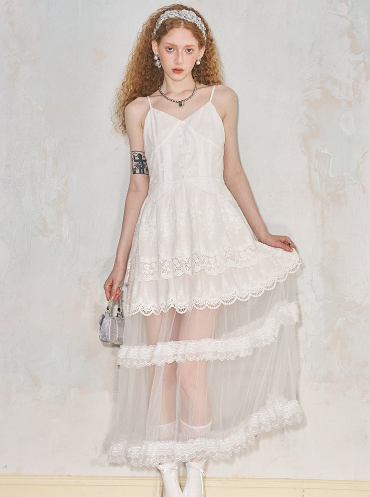 Cut-Out Embroidered Lace Dress