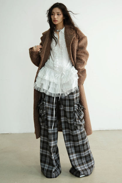 Genderless Handsome Long Silhouette Tweed Coat