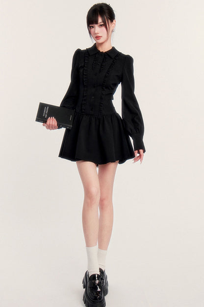 Black Bow Shirt Dress