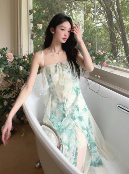 Green Floral Ruffle Sundress