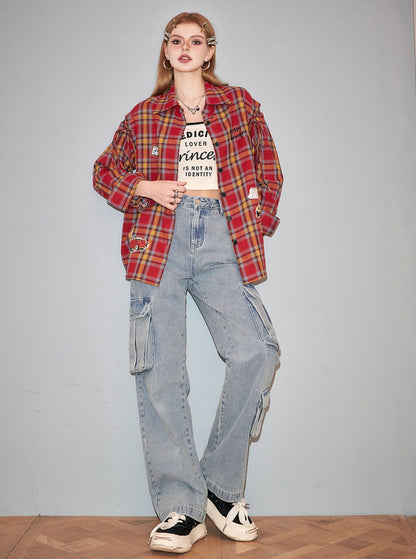 Betty Loose Plaid Long Sleeve Shirt