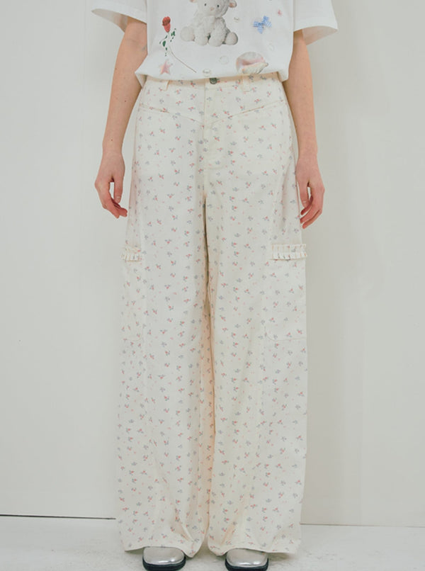 Floral Straight-Leg Casual Pants