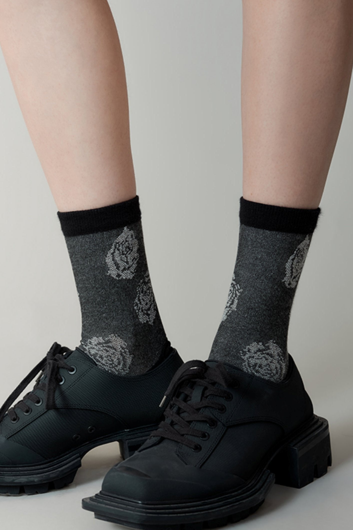 Embossed Rose Cotton Socks