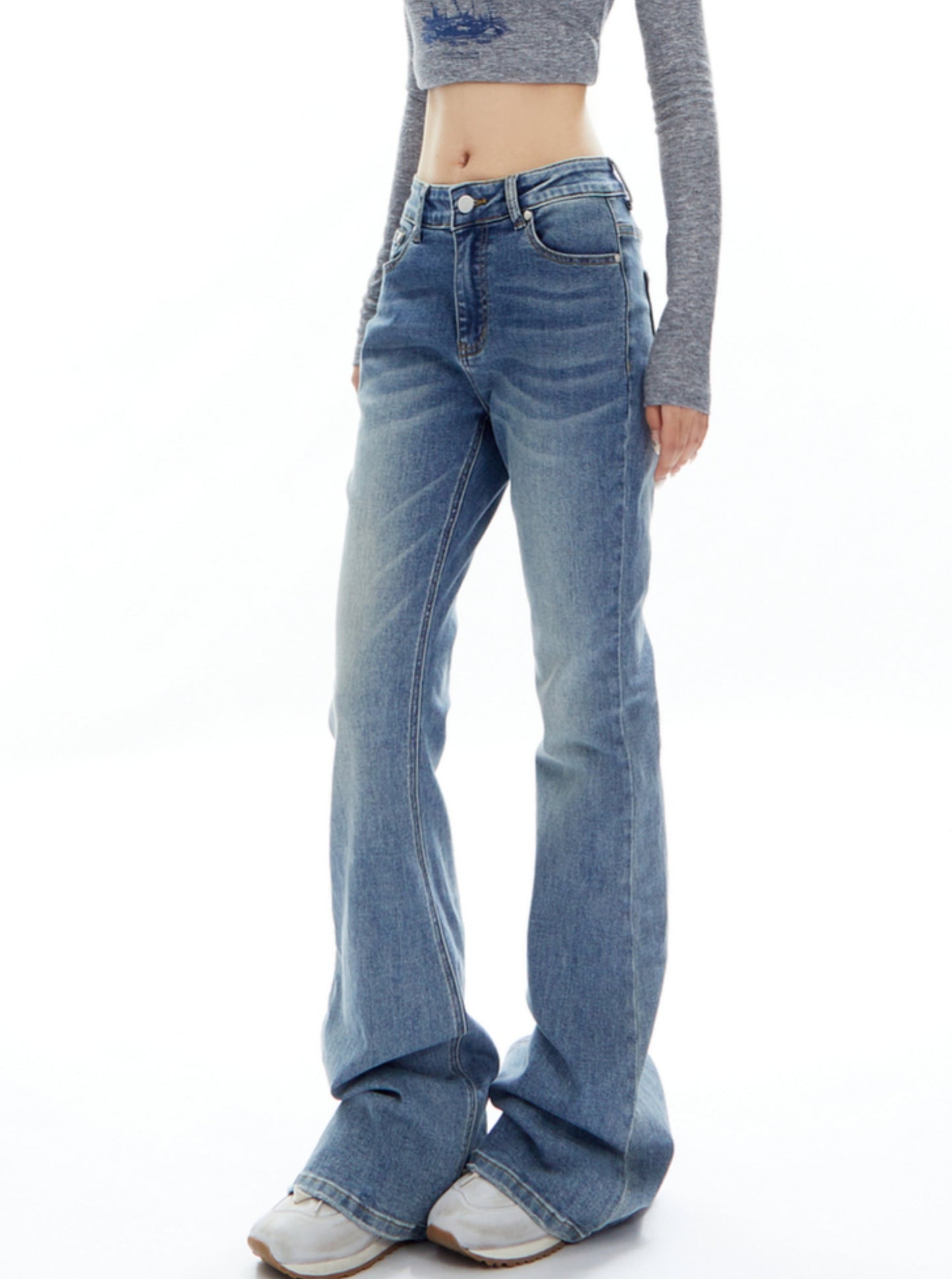Washed Slim Bootcut Stretch Pants
