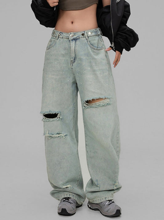 Retro Hot Diamond Ripped Jeans