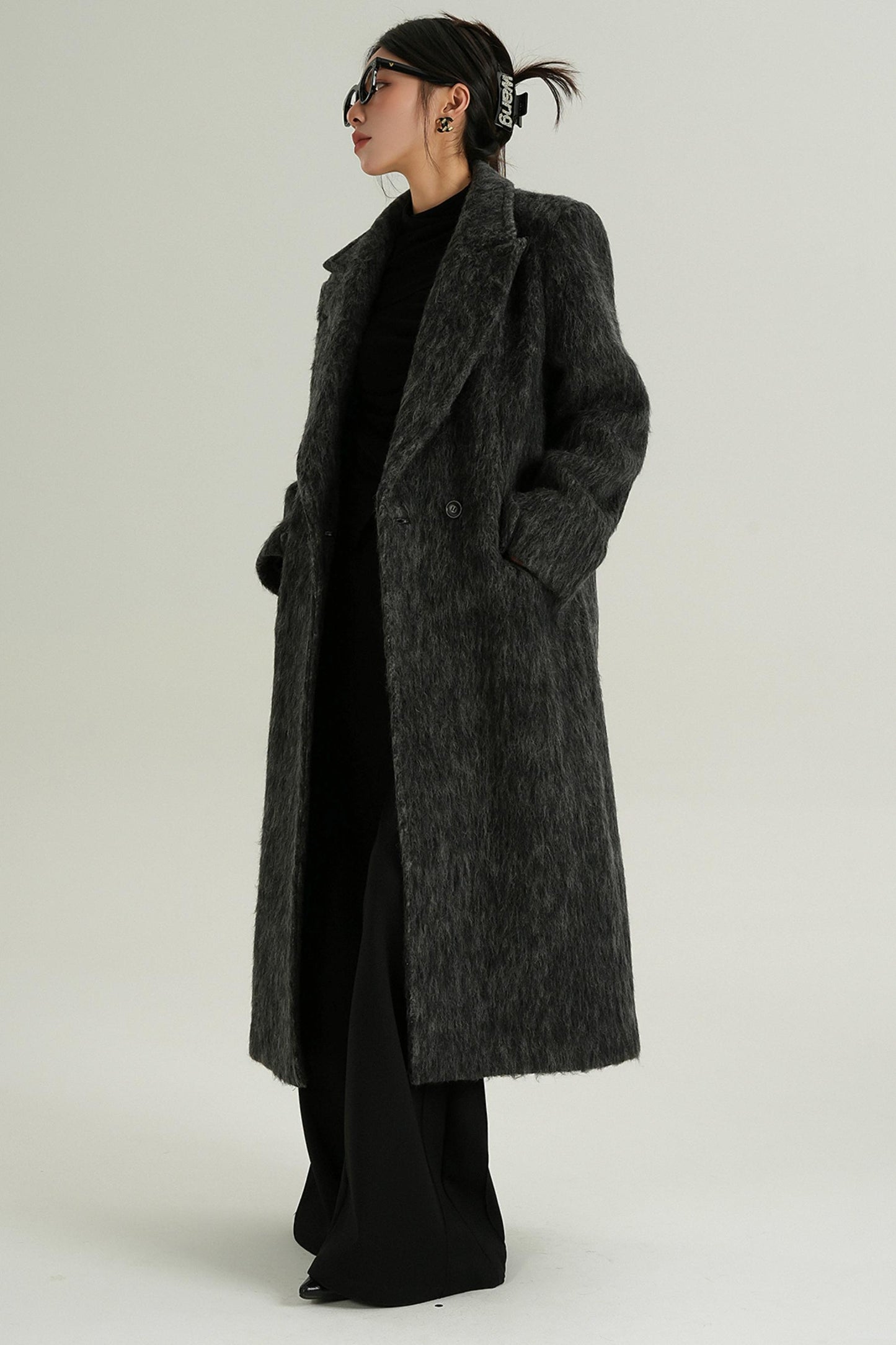 Classic Long Wool Tweed Coat