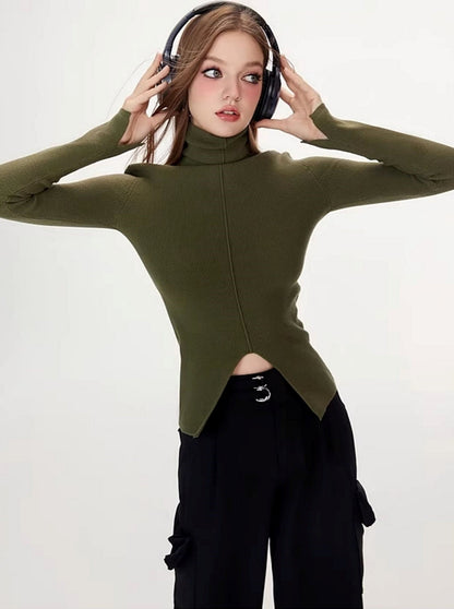 High Neck Knitted Bottom Shirt