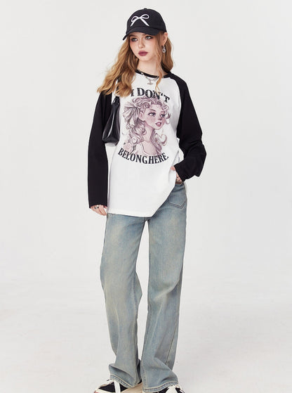 Contrast Raglan Sleeve T-Shirt