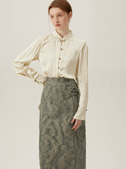 Chinese Light National Style A-Line Skirt