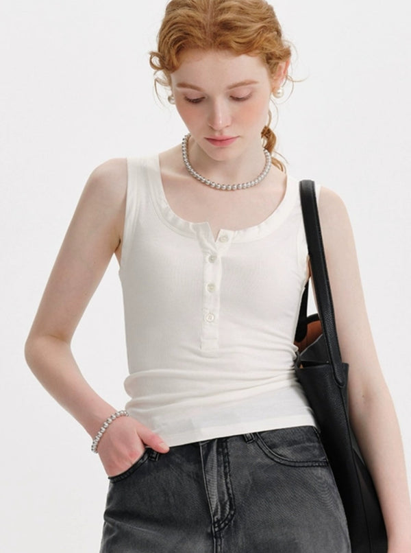 Pure Lust Contrasting U-Neck Breasted Top