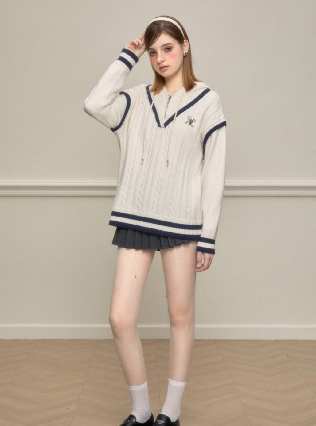 Fake Two Piece College Style Sweater