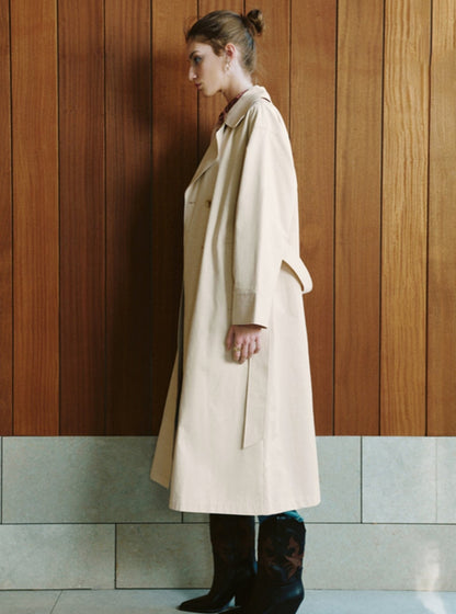Long Loose Texture Trench Coat