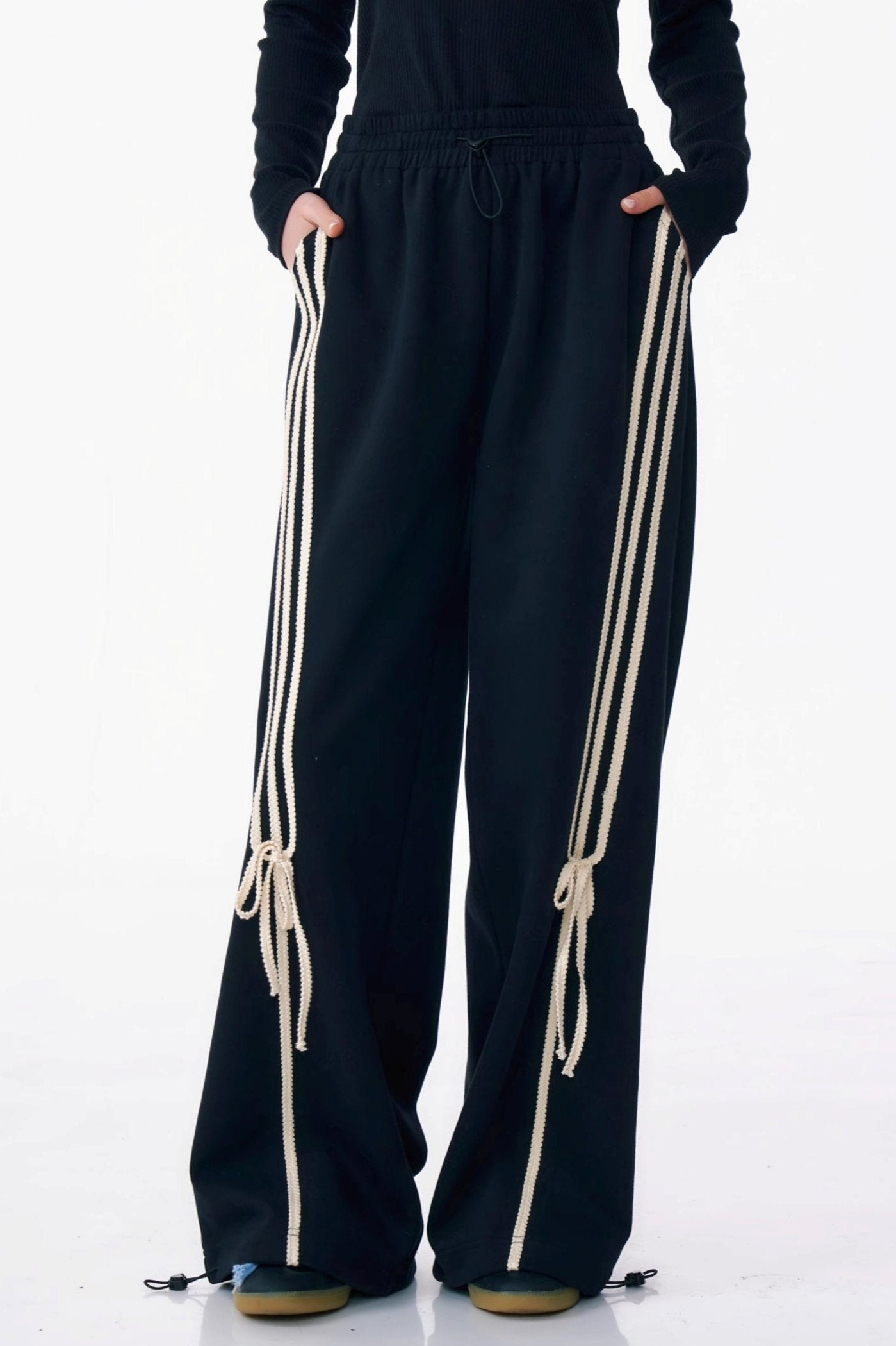 DRAPE TIE STRAIGHT LEG SWEATPANTS