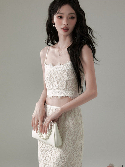 French Lace Slim Suspender Top