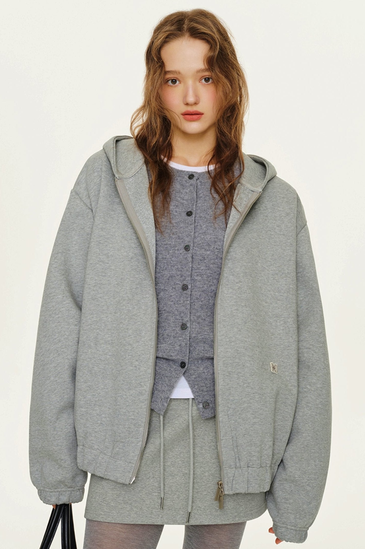 Grey Air Layer Padded Zip Jacket