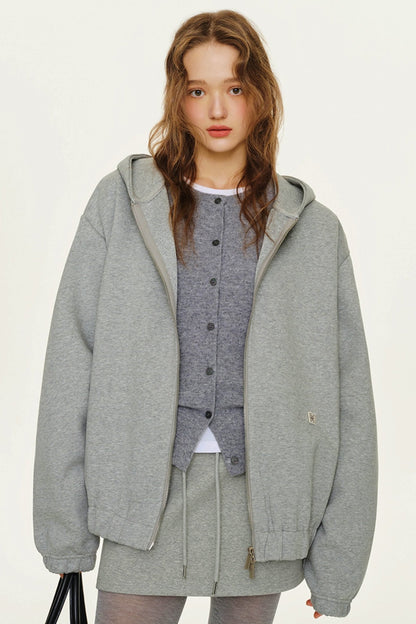 Grey Air Layer Padded Zip Jacket