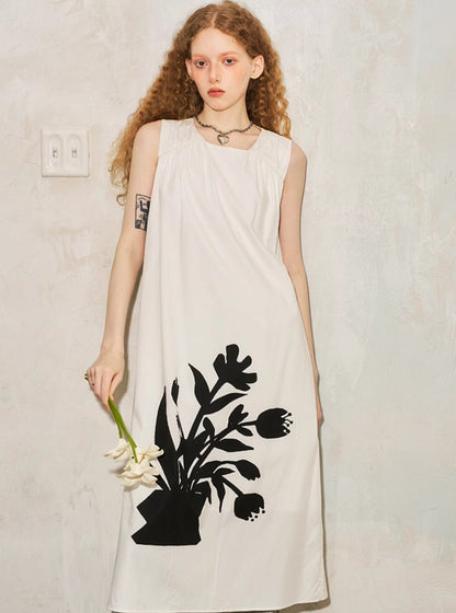 Resort Style Flower Print Dress