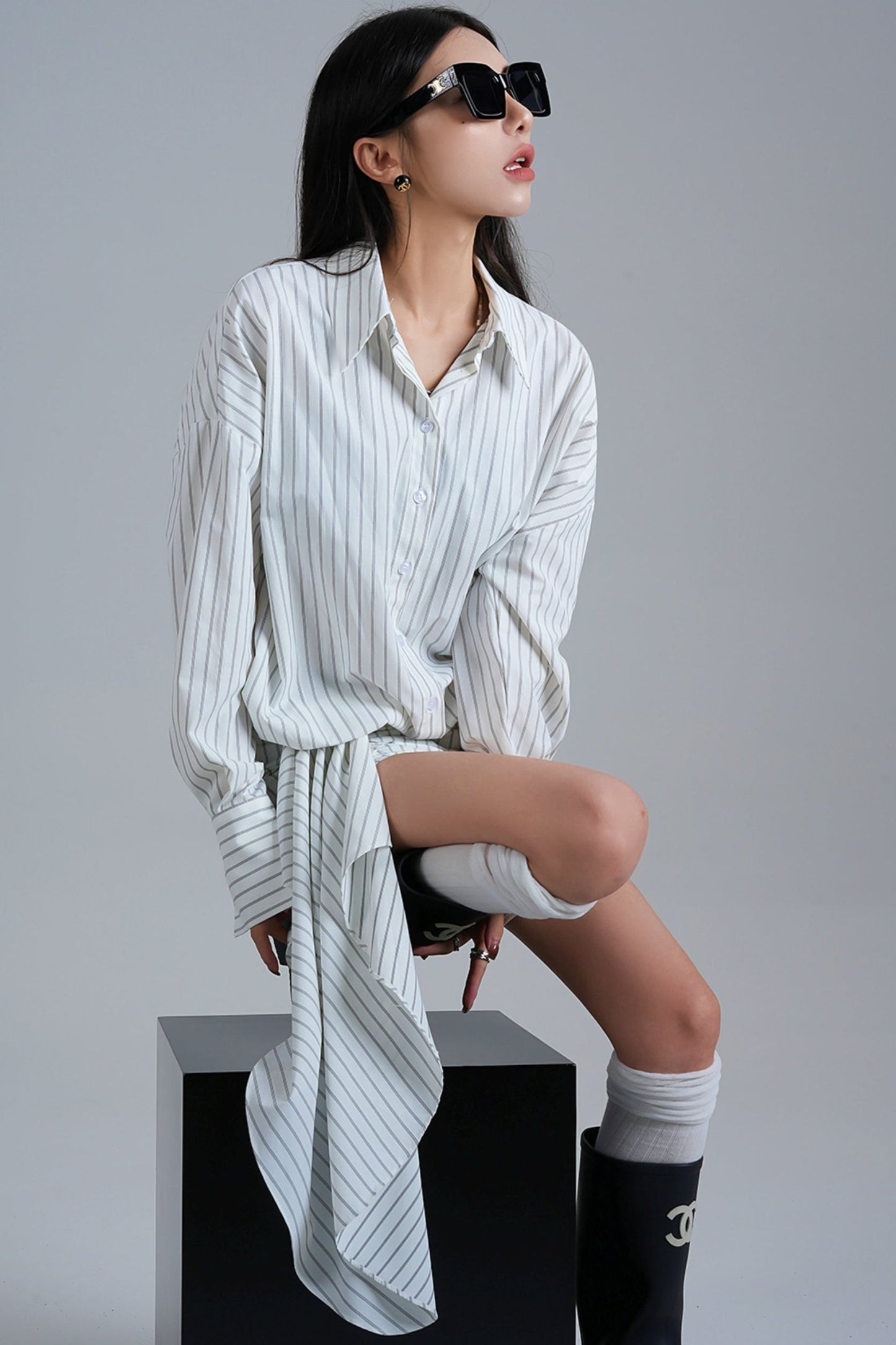 Niche Design Long-Sleeed Shirt Dress