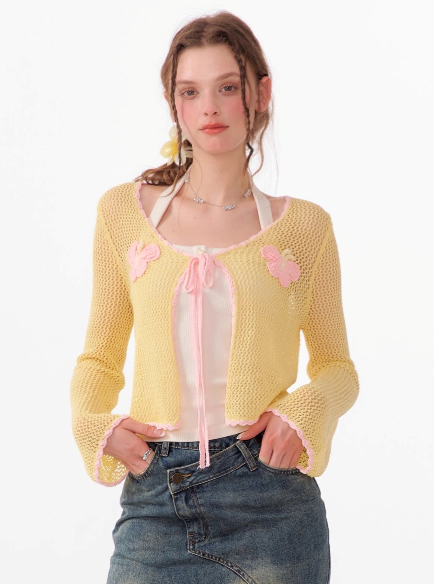 Knitted Hollow Cardigan Top