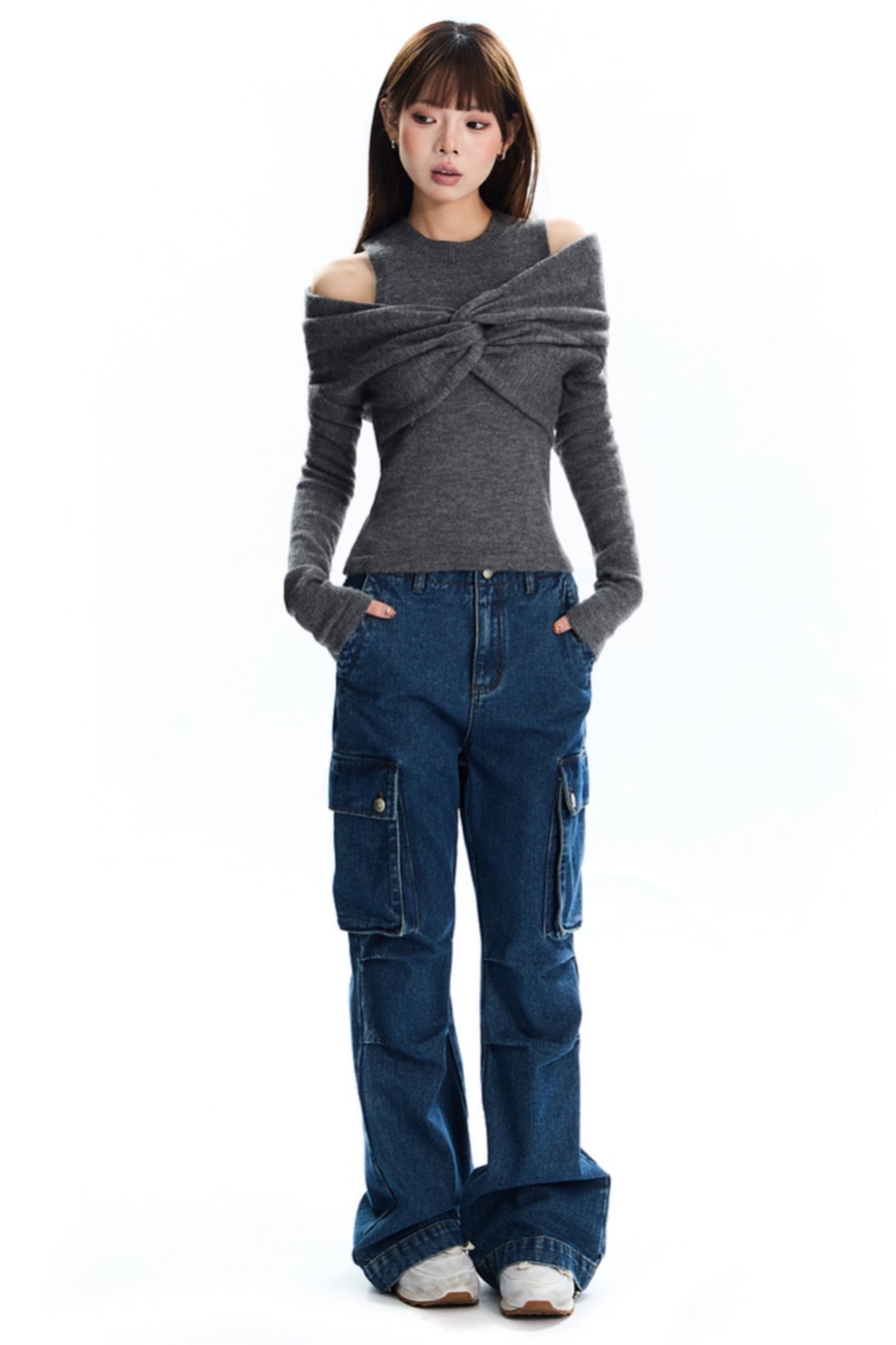 [New on September 19] APEA winter design twisted turtleneck halterneck knit two-piece top