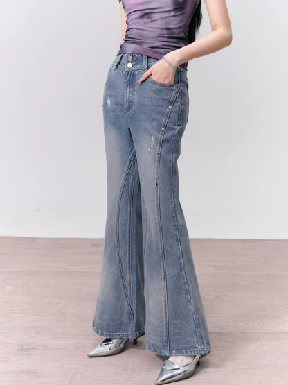 Distressed Thin Flared Pants