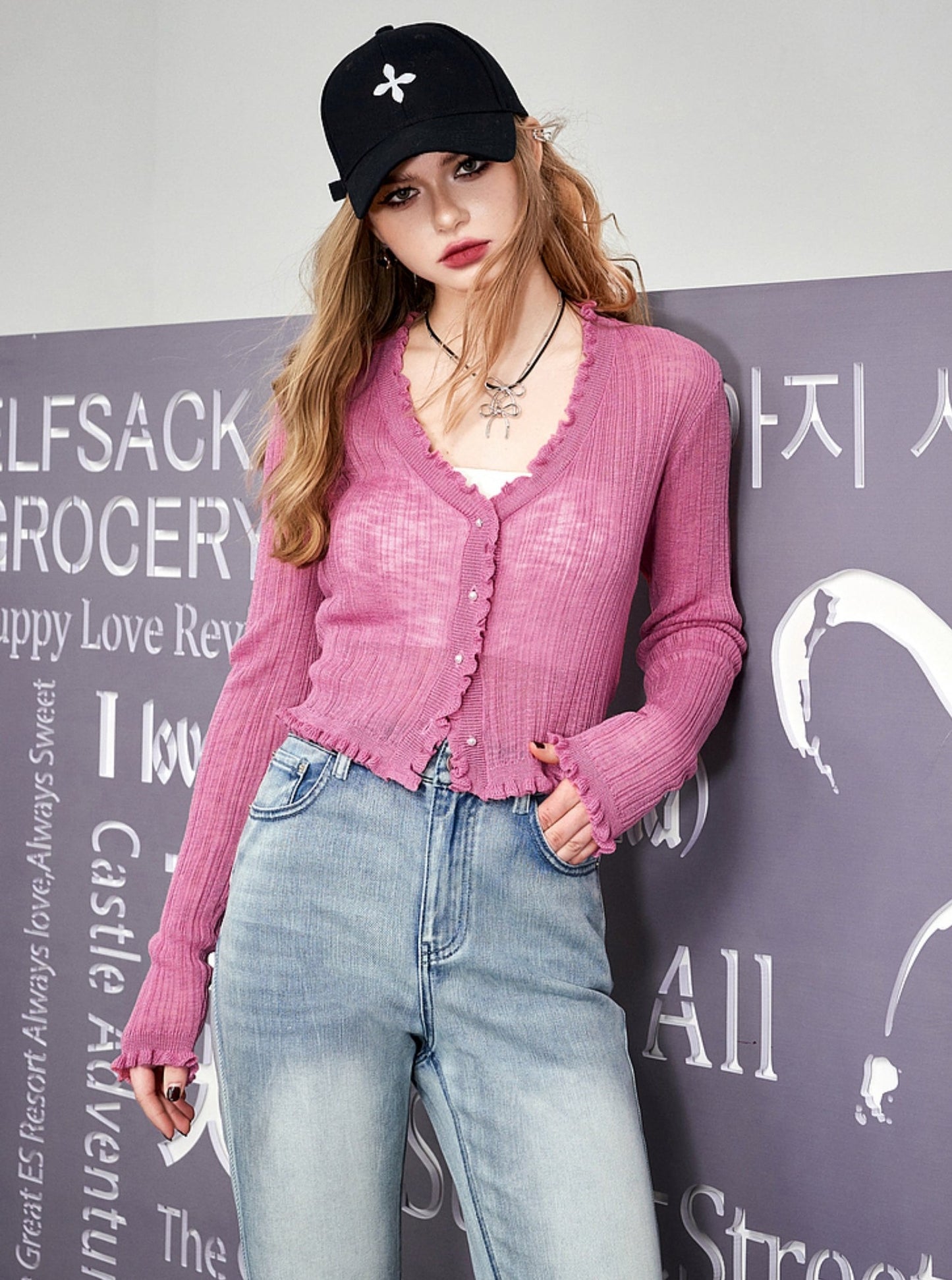 Korean Breathable Hollow Cardigan Top