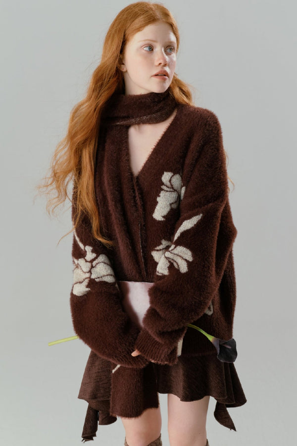 시퀸 자카드 밍크 니트 탑 