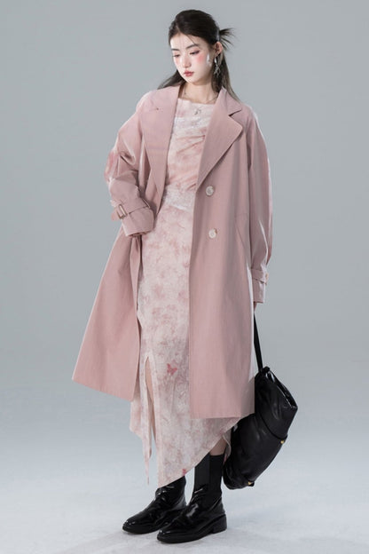 Transcendent Pink Patchwork Trench Coat