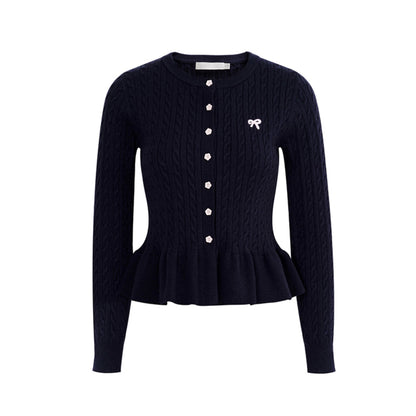 Lace Trim Bow Knit Cardigan