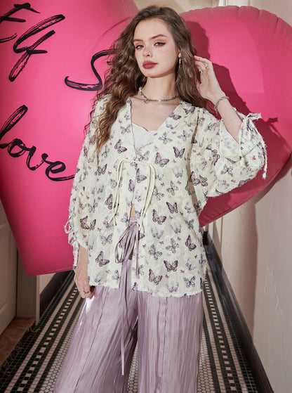 Chinese Style Full Print Chiffon Shirt