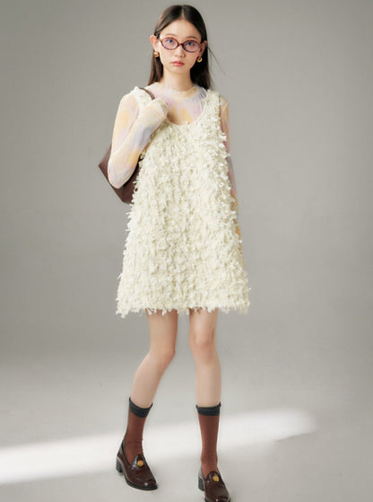 Feather Whisper Texture Vest Dress