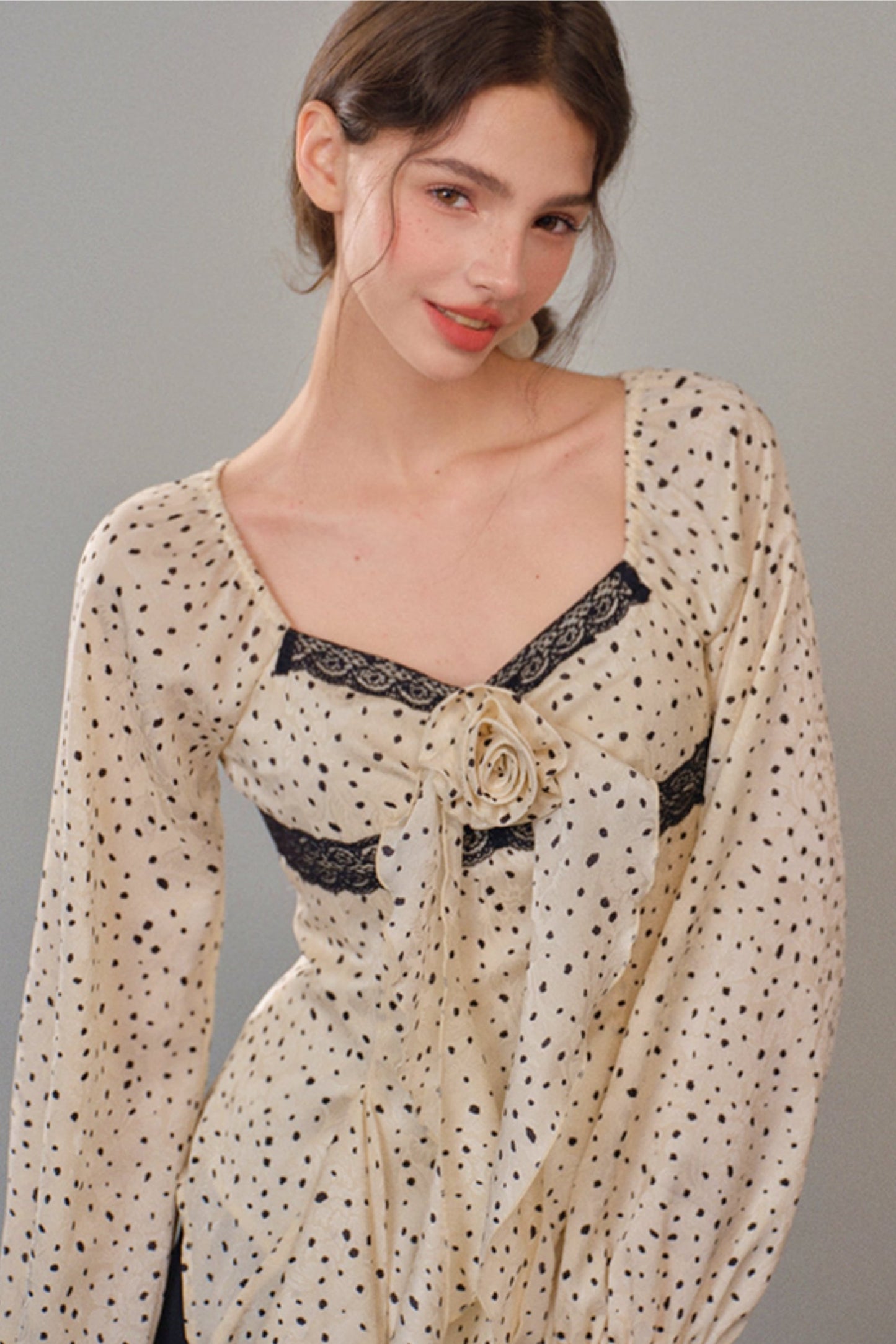 French Polka Dot Ruffle Top