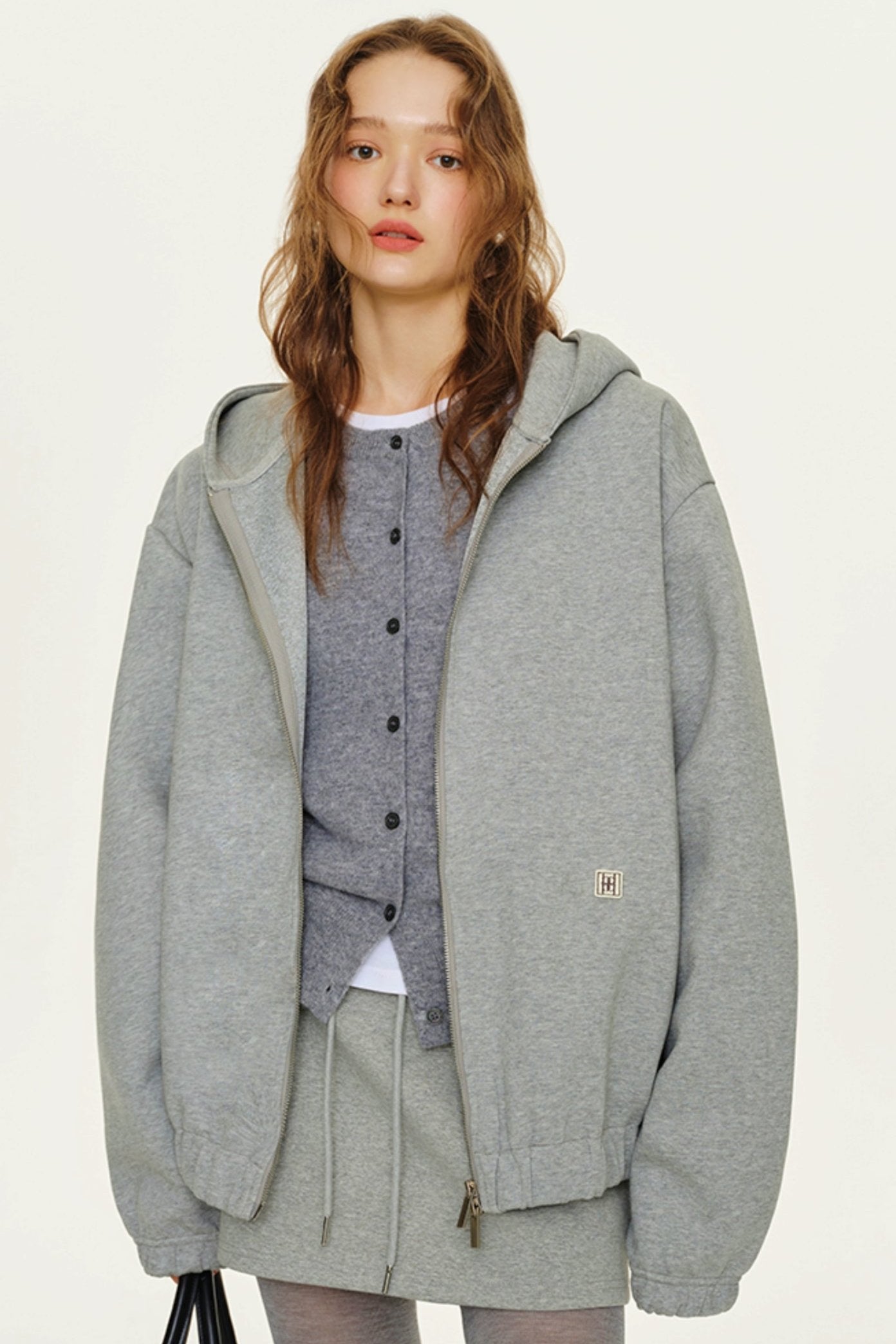 Grey Air Layer Padded Zip Jacket