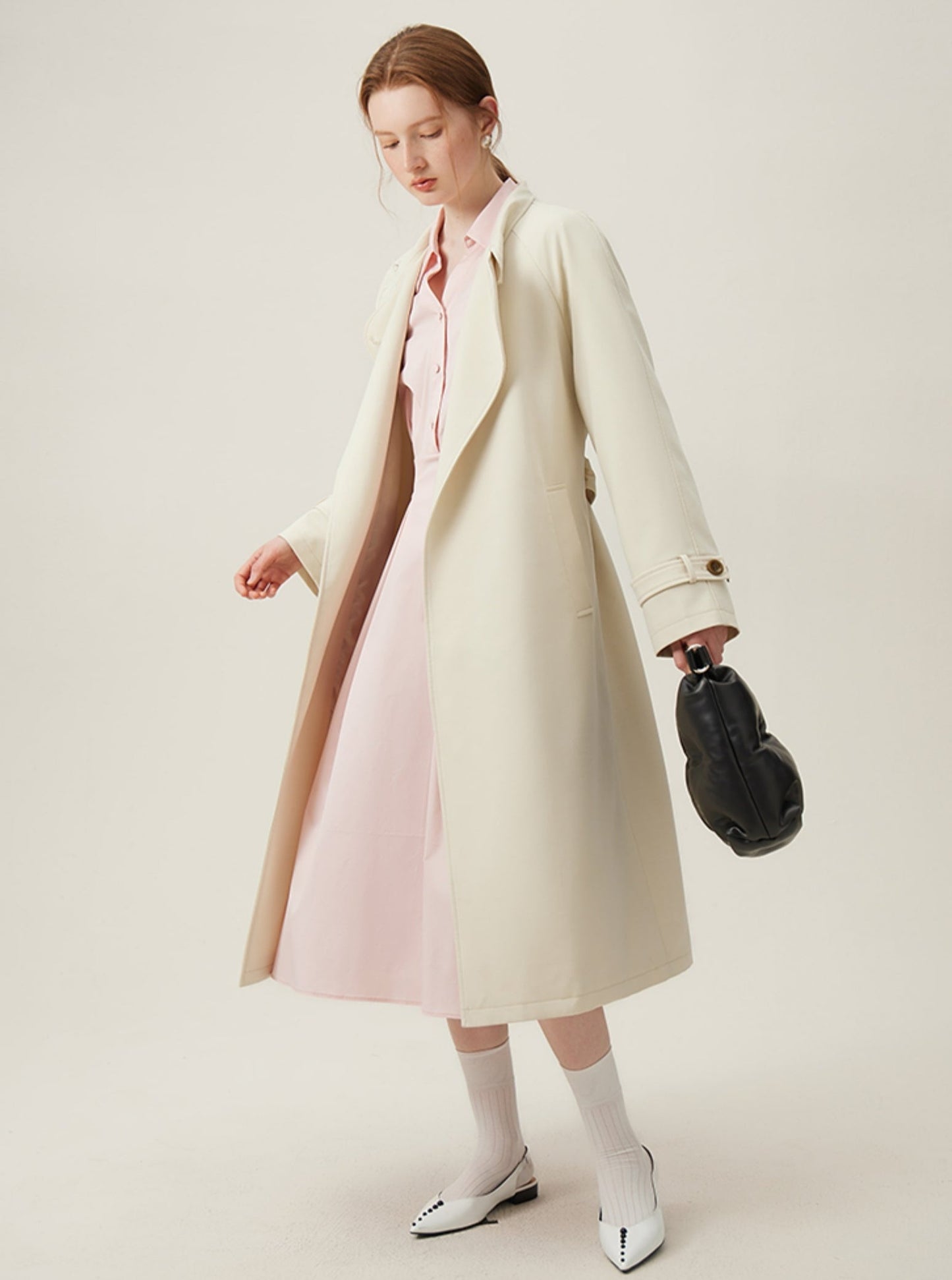 Apricot Midi Trench Coat